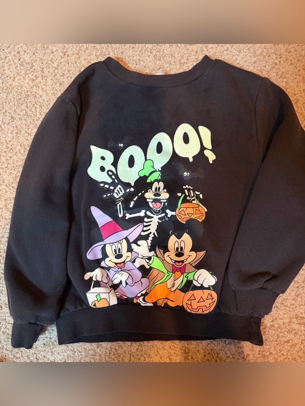 H&M Black Kids Halloween Sweatshirt with Colorful Character Print